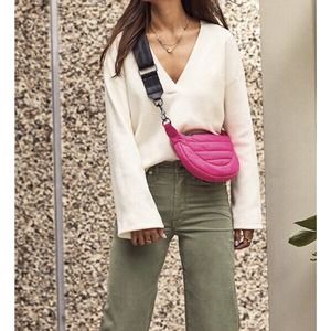 Think Roylyn Ballerina Babe Nylon Half Moon Puffer Bag Belt Bag Fuschia Pink